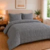 Juego de Duvet Jacquard Dise o Geom trico Gris Piedra Casa LiLe