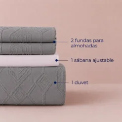 Juego de Duvet Jacquard Dise o Geom trico Gris Piedra Casa LiLe