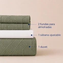 Juego de Duvet Jacquard Dise o Geom trico Verde Oliva Casa LiLe