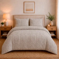 Juego de Duvet Jacquard Dise o Geom trico Taup Casa LiLe