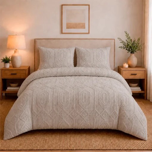 Juego de Duvet Jacquard Dise o Geom trico Taup Casa LiLe