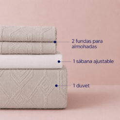 Alternative view of Juego de Duvet Jacquard Diseño Geométrico Taupé