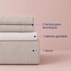 Juego de Duvet Jacquard Dise o Geom trico Taup Casa LiLe