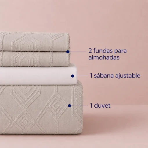 Juego de Duvet Jacquard Dise o Geom trico Taup Casa LiLe
