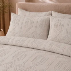 Juego de Duvet Jacquard Dise o Geom trico Taup Casa LiLe