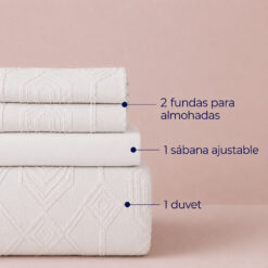 Alternative view of Juego de Duvet Jacquard Diseño Geométrico Blanco
