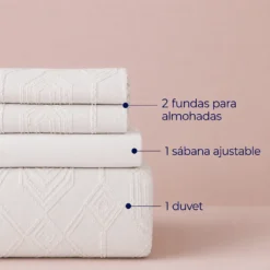 Juego de Duvet Jacquard Dise o Geom trico Blanco Casa LiLe