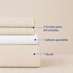 Alternative view of Juego de Duvet Jacquard Diseño Geométrico Marfil
