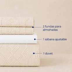 Juego de Duvet Jacquard Dise o Geom trico Marfil Casa LiLe