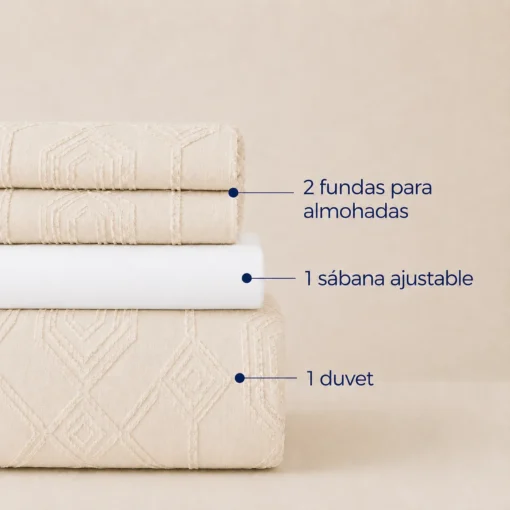 Juego de Duvet Jacquard Dise o Geom trico Marfil Casa LiLe