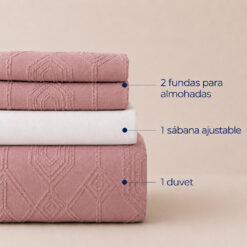 Alternative view of Juego de Duvet Jacquard Diseño Geométrico Rosado Pálido