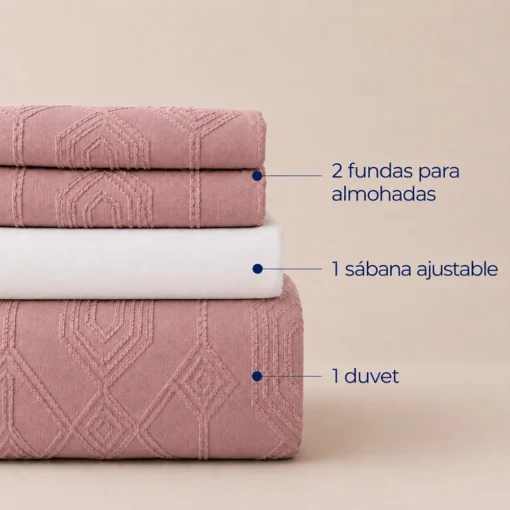 Juego de Duvet Jacquard Dise o Geom trico Rosado P lido Casa LiLe