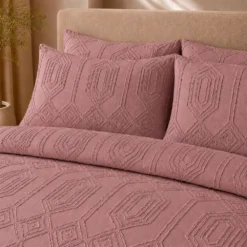 Juego de Duvet Jacquard Dise o Geom trico Rosado P lido Casa LiLe