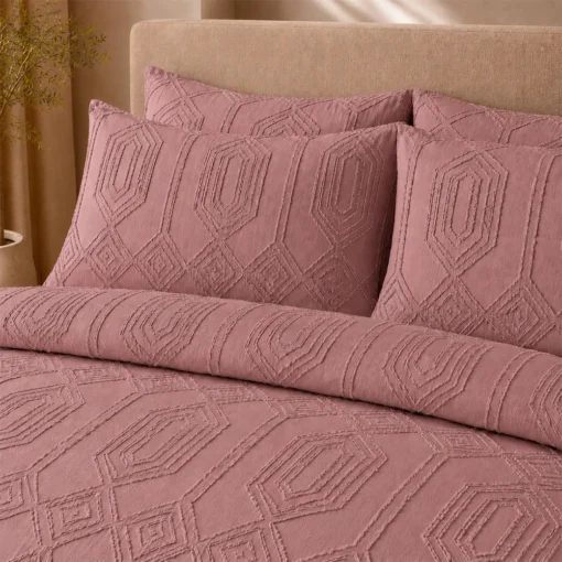 Juego de Duvet Jacquard Dise o Geom trico Rosado P lido Casa LiLe