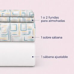 Juego de Sábanas Diseño Cuadrados 144 Hilos - Imagen 4
