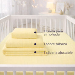 Alternative view of Juego de Sábanas para Cuna Amarillo Suave 100% Algodón