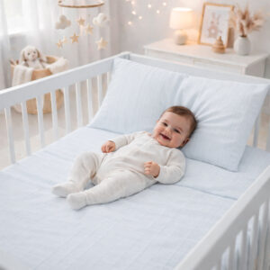 Juego de Sábanas para Cuna Azul Cielo 100% Algodón