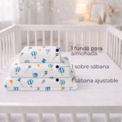 Alternative view of Juego de Sábanas de Cuna Estampadas 144 Hilos Polialgodón Diseño Globos