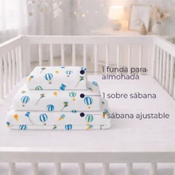 Juego de S banas de Cuna Estampadas 144 Hilos Polialgod n Dise o Globos Casa LiLe