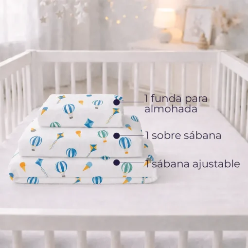 Juego de S banas de Cuna Estampadas 144 Hilos Polialgod n Dise o Globos Casa LiLe
