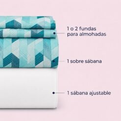 Juego de Sábanas Diseño  Geometrico Azul 144 Hilos - Imagen 3