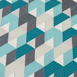 Juego de Sábanas Diseño  Geometrico Azul 144 Hilos - Imagen 5
