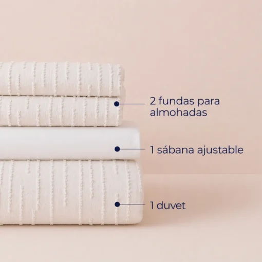 Juego de Duvet Jacquard L neas Blancas Casa LiLe