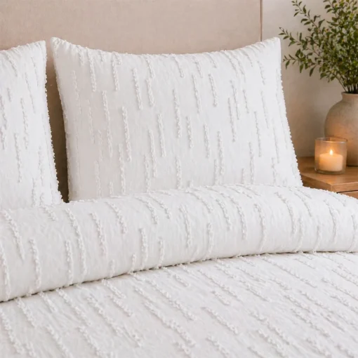Juego de Duvet Jacquard L neas Blancas Casa LiLe
