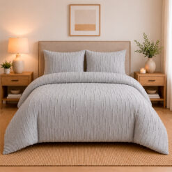 Juego de Duvet Jacquard Líneas Gris Claro