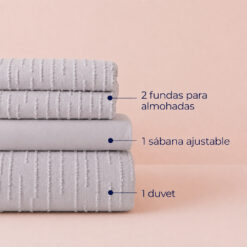 Alternative view of Juego de Duvet Jacquard Líneas Gris Claro