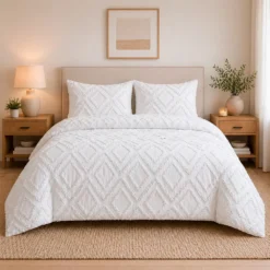 Juego de Duvet Jacquard Rombos Blancos Casa LiLe