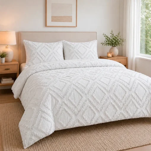 Juego de Duvet Jacquard Rombos Blancos Casa LiLe