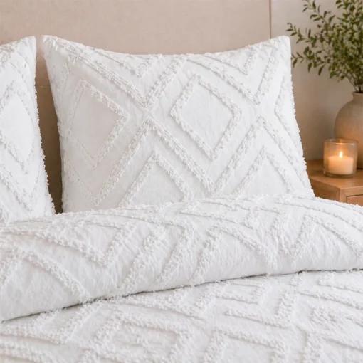 Juego de Duvet Jacquard Rombos Blancos Casa LiLe