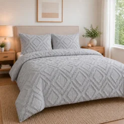 Juego de Duvet Jacquard Rombos Gris Claro Casa LiLe