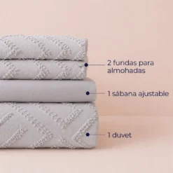 Juego de Duvet Jacquard Rombos Gris Claro Casa LiLe