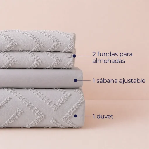 Juego de Duvet Jacquard Rombos Gris Claro Casa LiLe