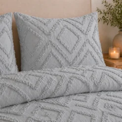 Juego de Duvet Jacquard Rombos Gris Claro Casa LiLe