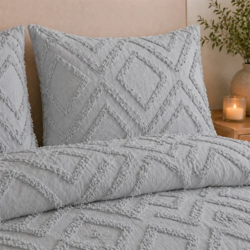 Juego de Duvet Jacquard Rombos Gris Claro Casa LiLe