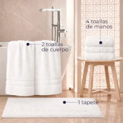 Kit toalla hogar blanco x7 - 4 toallas de mano