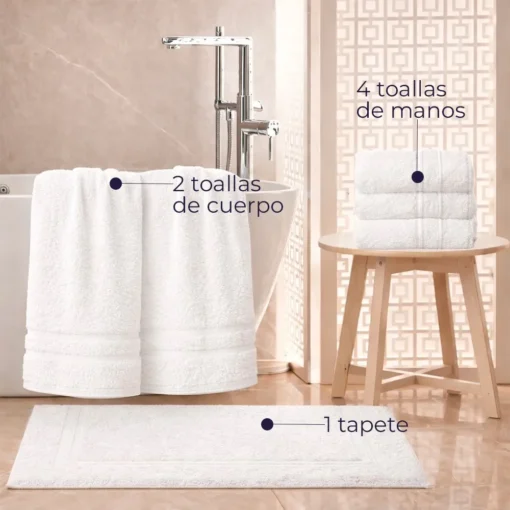 Kit toalla hogar blanco x7 - 4 toallas de mano