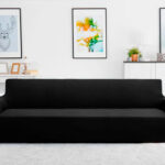 Protector de sofá negro premuim cuatro (4) puestos ajustable