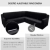 Funda ajustable para rinconera negro Casa LiLe
