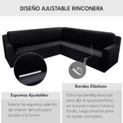 Funda ajustable para rinconera negro Casa LiLe