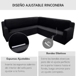 Alternative view of Funda ajustable para rinconera negro
