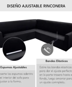 Alternative view of Funda ajustable para rinconera negro