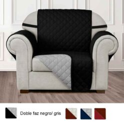 Protector de sofá negro/gris doble faz un (1) puesto