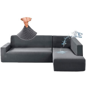 Protector de sofá en L impermeable gris derecho