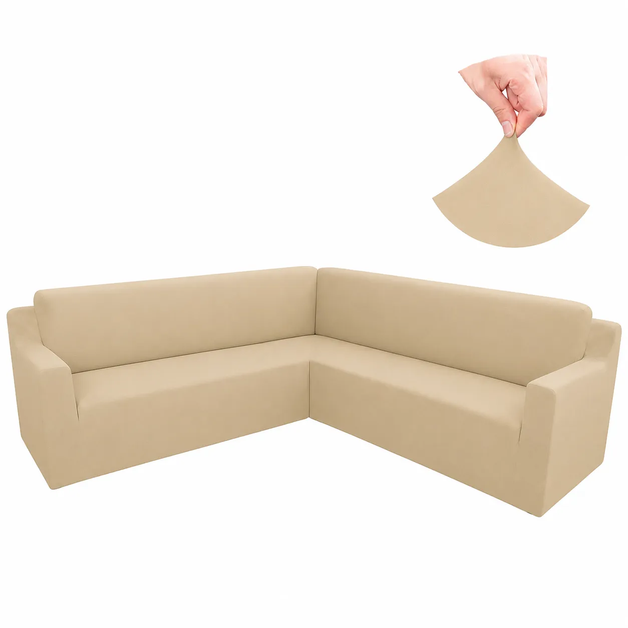 Funda ajustable para rinconera beige Casa LiLe