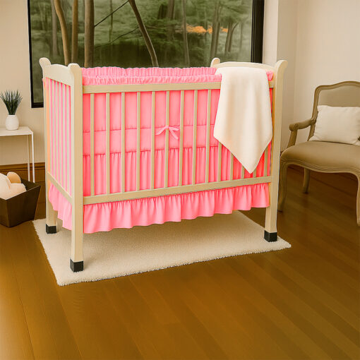 Bumper para cuna rosado con boleros