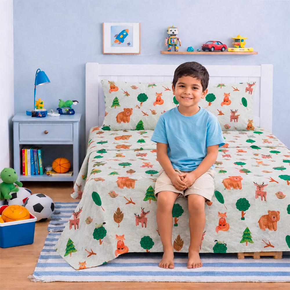Juego de Sábanas Polialgodón Sueños del Bosque – Niño